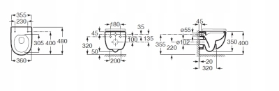 ROCA MERIDIAN Miska WC wisząca Compacto Rimless z deską wolnoopadającą SLIM