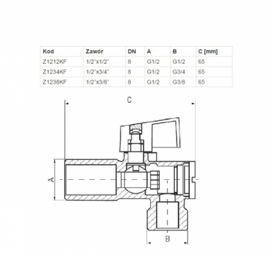 FERRO Zawór kulowy 1/2 x 3/8  z filtrem z rozetą i metalowym pokrętłem