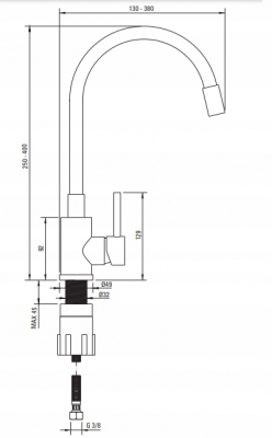 DEANTE LUNO bateria kuchenna elastyczna wylewka , zlewozmywakowa CZARNA
