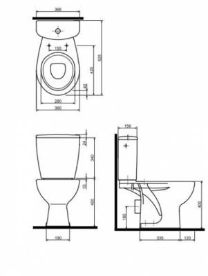 KOŁO Zestaw WC REKORD kompakt z odpływem poziomym
