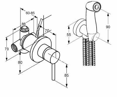 KLUDI BOZZ zestaw podtynkowy higieniczny BIDETOWY