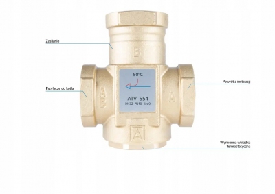 AFRISO Zawór temperaturowy ATV 554 DN32 50°C