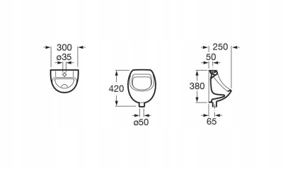 ROCA MINI Pisuar biały (dopływ z góry) A353145000