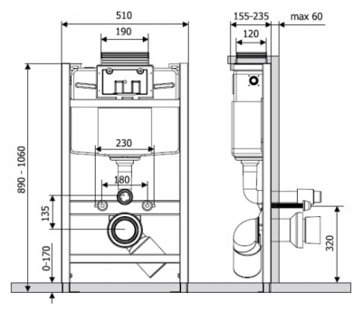KK-POL BLUE RAFA stelaż podtynkowy do WC niski 89 cm