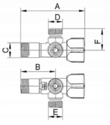 ARCO zawór kątowy do baterii podwójny 1/2 x 3/8 x 3/8 A-80 Twin Mac CQ4102