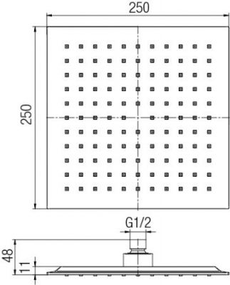 VALVEX CARRE BLACK Głowica prysznicowa deszczownica 25x25 czarny mat