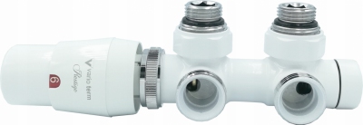 VARIOTERM zawór grzejnikowy TWINS 50mm BIAŁY MAT + złączki pex 16