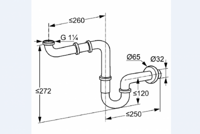 KLUDI  SYFON DO MONTAŻU W MIEJSCACH NIEDOSTĘPNYCH G 1 1/4