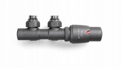 VARIOTERM zawór grzejnikowy TWINS 50mm graphite strukturalny + złączki pex 16