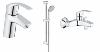 GROHE EUROSMART NEW  pakiet bateria umywalkowa + wannowa + tempesta