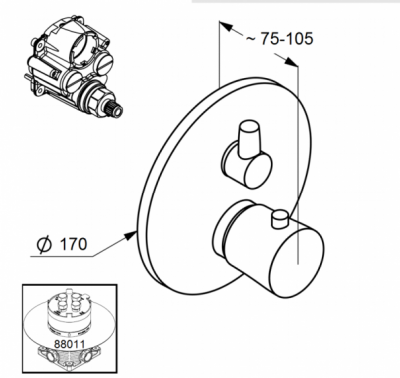 KLUDI BALANCE WHITE PODTYNKOWA BATERIA NATRYSKOWA Z TERMOSTATEM