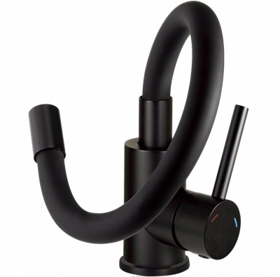 DEANTE LUNO bateria kuchenna elastyczna wylewka , zlewozmywakowa CZARNA