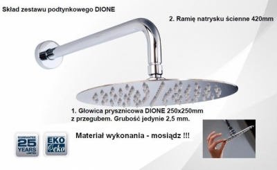 VALVEX - DIONE  zestaw podtynkowy z deszczownicą okrągłą 250 mm - KOMPLETNY