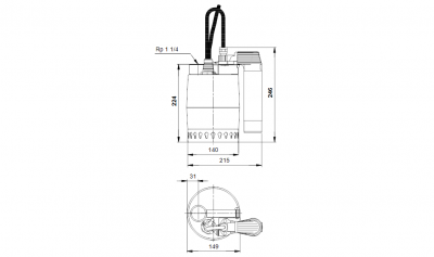 GRUNDFOS Unilift KP 350 AV 1 - 013N1400 pompa zatapialna z pływakiem pionowym