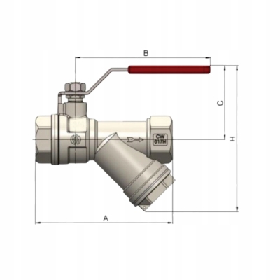 ARCO SENA zawór kulowy wodny 1/2 cala DN15 z filtrem 752303