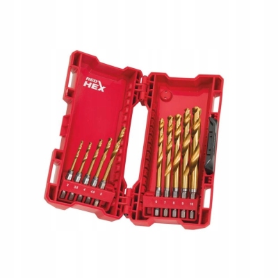 MILWAUKEE Zestaw wierteł do metalu Shockwave HSS-G Tin, 3 - 10 mm (10 szt.)
