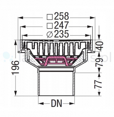 KESSEL Ecoguss Wpust podwórzowy pionowy DN100