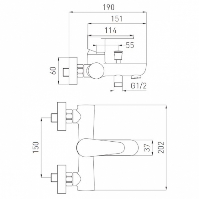 FERRO ALGEO bateria wannowa ścienna BAG1