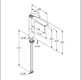 KLUDI BALANCE umywalkowa bateria stojąca wysoka 212 mm