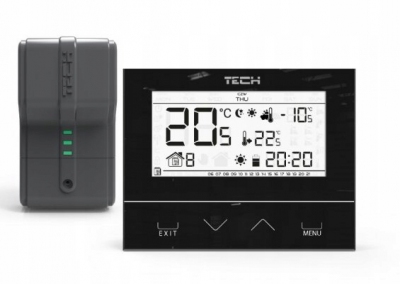 TECH ST-292 v2 Regulator BEZPRZEWODOWY pokojowy dwustanowy (szklany panel przedni 3mm) CZARNY