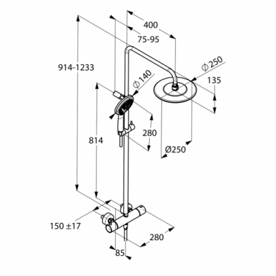 KLUDI FRESHLINE dual shower system  z termostatem , deszczownica 250 mm