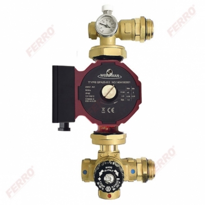 FERRO RED Grupa mieszająca do ogrzewania podłogowego 1” z pompą elektroniczną 25 40-130