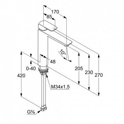 KLUDI AMEO jednouchwytowa bateria umywalkowa wysoka 205 mm