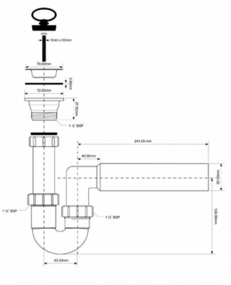 McALPINE HC7HC15  Syfon zlewozmywakowy rurowy