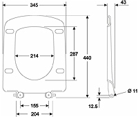 KOŁO DESKA SEDESOWA PROSTOKĄTNA NOVA PRO TWARDA zawiasy instalowane od góry