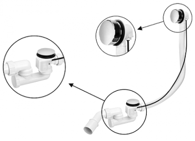 McALPINE HC31M-N1  Zestaw odpływowo-przelewowy do wanny i głębokiego brodzika Z KOREKIEM AUTOMATYCZNYM