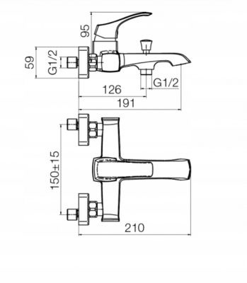VALVEX CADIA BRONZE Bateria wannowa ścienna