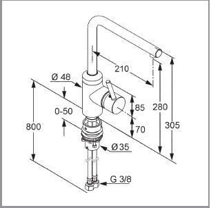 KLUDI L-INE bateria kuchenna Bajonett PODOKIENNA