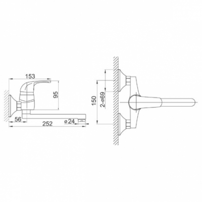 FERRO Bateria zlewozmywakowa ścianna VASTO