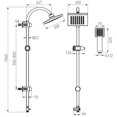 HANSGROHE LOGIS bateria natryskowa + deszczownica FERRO