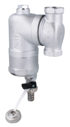 AFRISO Separator zanieczyszczeń FAR 201, chromowany, z magnesem i zaworem spustowym, ruchome przyłącza Rp3/4''