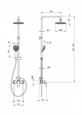 DEANTE CORIO Deszczownia z baterią mieszaczową CHROM