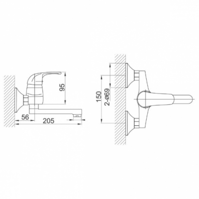 FERRO Bateria umywalkowa ścienna VASTO