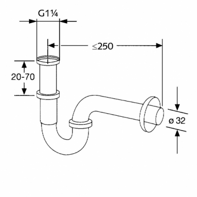 KLUDI półsyfon umywalkowy rurowy CHROM