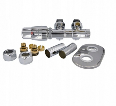 VARIO zawór grzejnikowy TWINS ALL IN 50mm CHROM LEWY