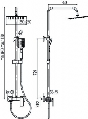 VALVEX LOFT BLACK Zestaw natryskowy z baterią natryskową i deszczownicą CZARNY