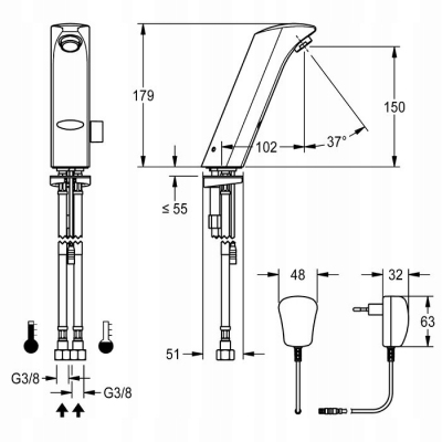 FRANKE KWC Bezdotykowa Elektroniczna bateria stojąca PROTRONIC-S PRTRS0009