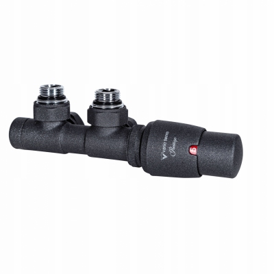 VARIOTERM zawór grzejnikowy TWINS ciemny graphite + złączki pex 16
