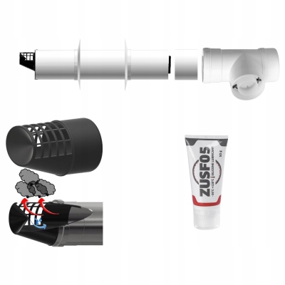 ALMEVA-LIK Zestaw odprowadzania spalin przez ścianę z trójnikiem 60/100 SETKR5C