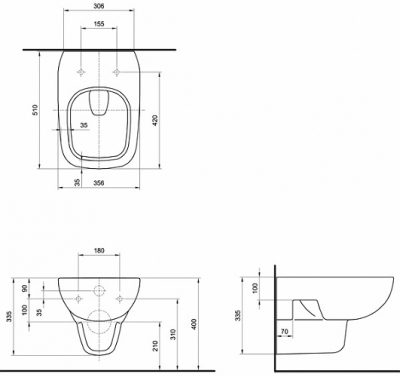 KOŁO STYLE Miska ustępowa lejowa wisząca Rimfree , bez wewnętrznego kołnierza