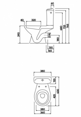 KOŁO Miska kompaktowa lejowa IDOL z odpływem poziomym- SAMA MISKA (dolna część kompaktu)