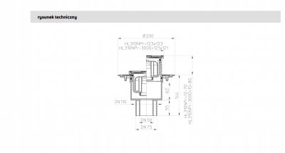 HL310NPr Wpust stropowy DN50/75/110 pionowy PRIMUS