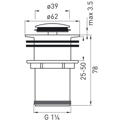 FERRO Korek zamykany klik klak do umywalek bez przelewu CHROM