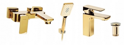 VALVEX LOFT GOLD ZŁOTA umywalkowa wannowa + zestaw