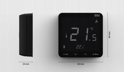 TECH STEROWNIKI R-8s PLUS bezprzewodowy regulator pokojowy do listwy CZARNY
