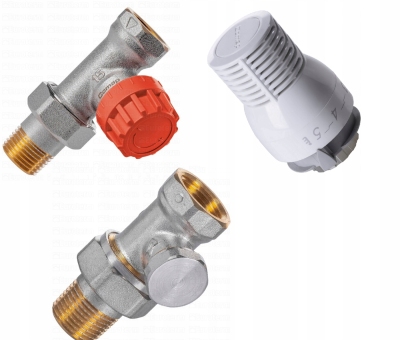 COMAP Zestaw zawór grzejnika termostatyczny z nastawą prosty 1/2 z głowicą